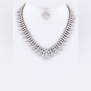Cubic Zirconia Statement Necklace Set